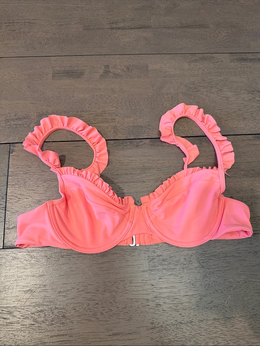 Tularosa Coral Pink Ruffle Bikini Top